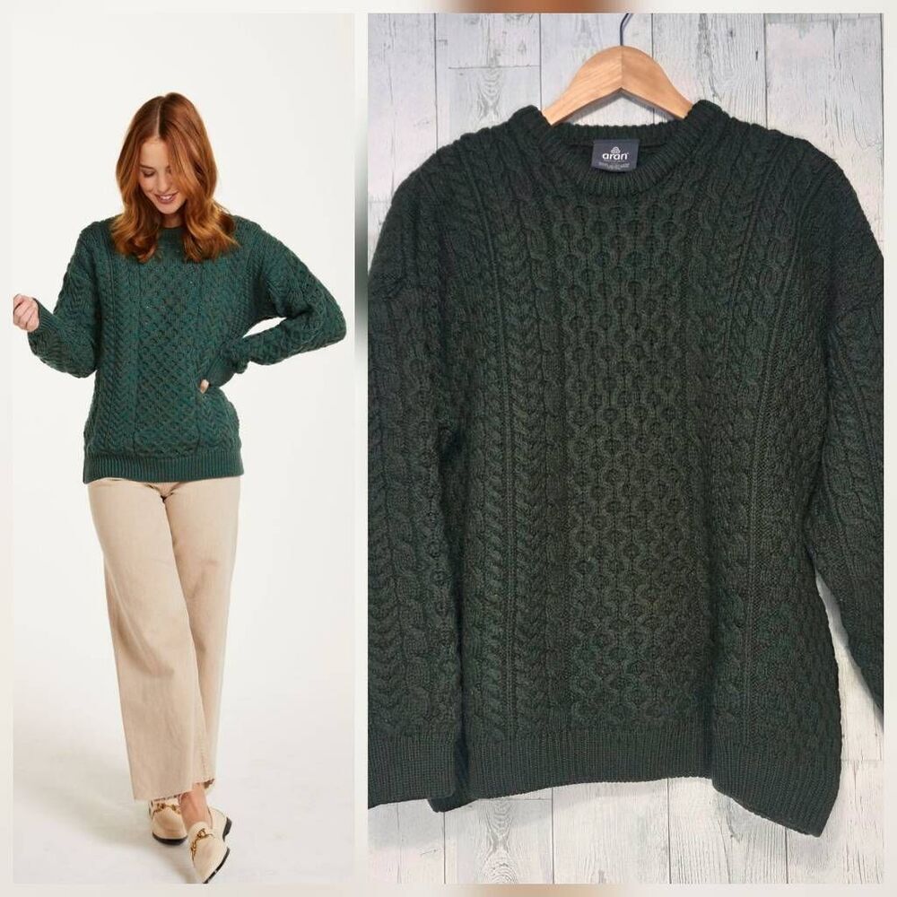 Aran Woolen Mills Inisheer Wool Honeycomb / Cable Knit Sweater Sz. XXL